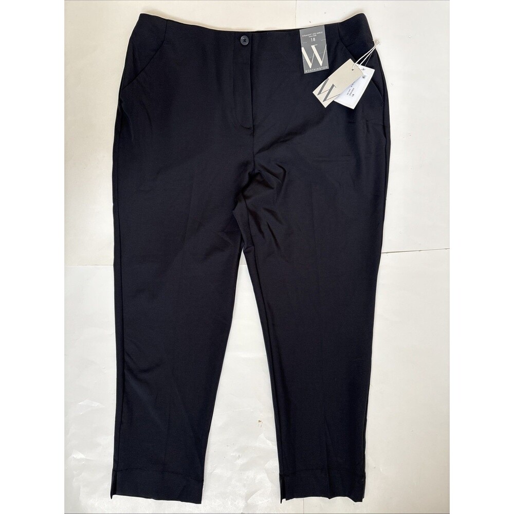 Worthington High Rise Straight Leg Ankle Length Dress Pants Black Size 18